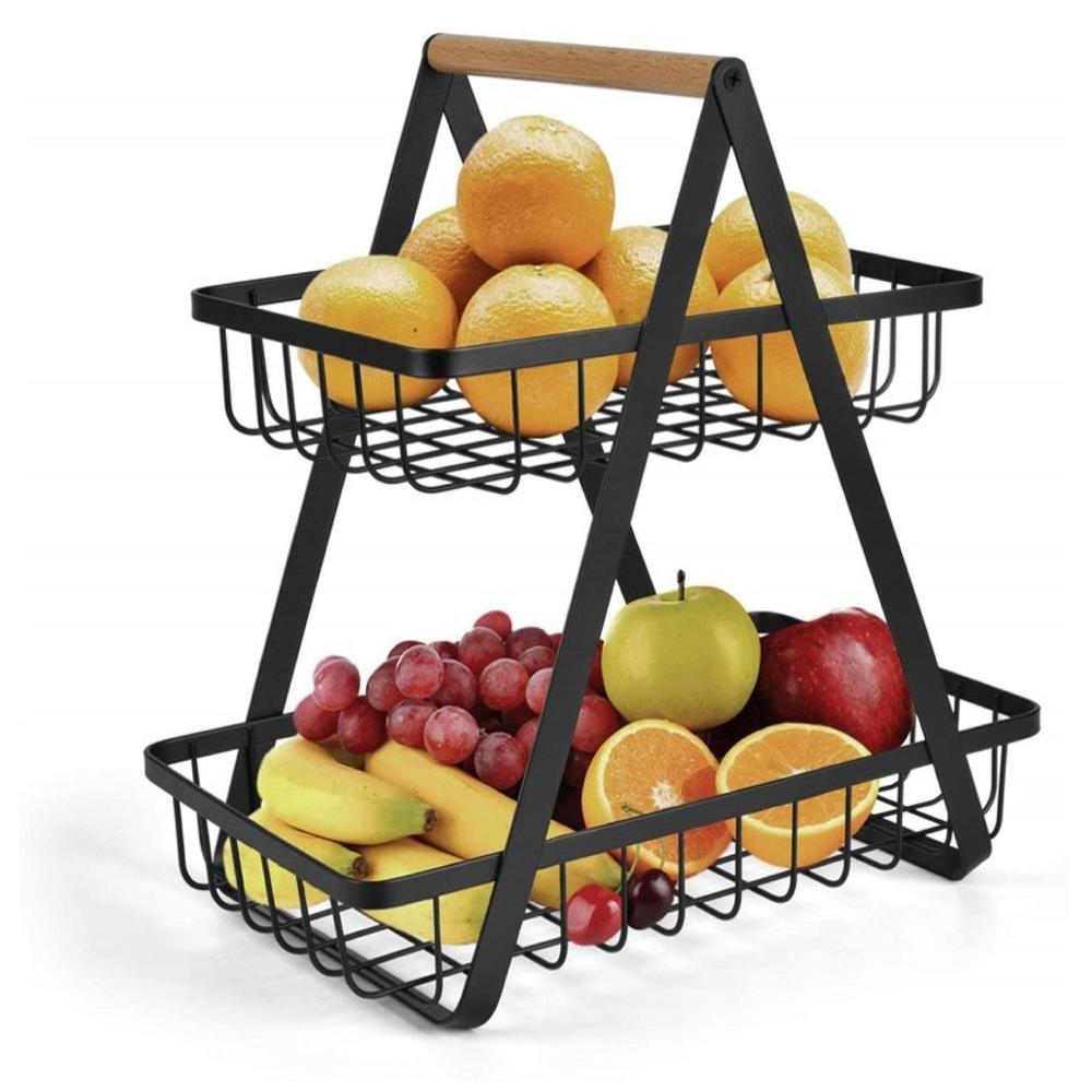2 Layer Portable Fruit Basket For Kitchen
